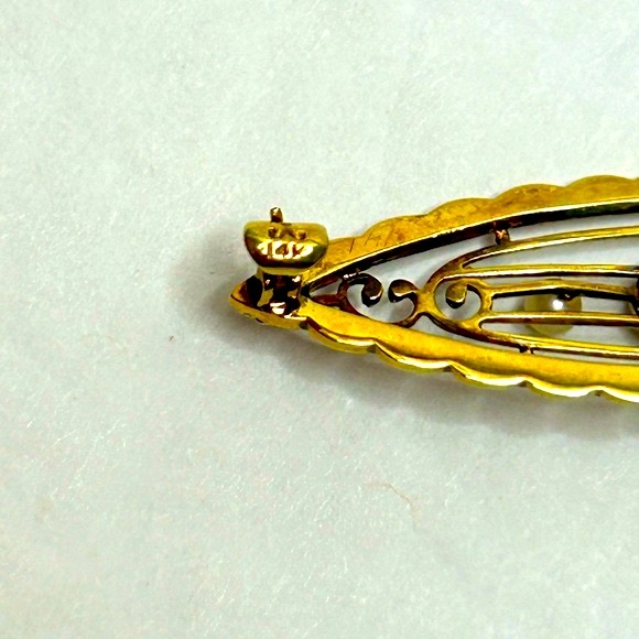 Antique 14KT Gold Krementz Pin - Picture 4 of 8